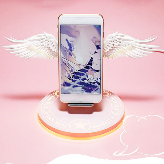 LED Angel Wings Qi Universal Colorful Wireless Fast Charger For Mobile Phone