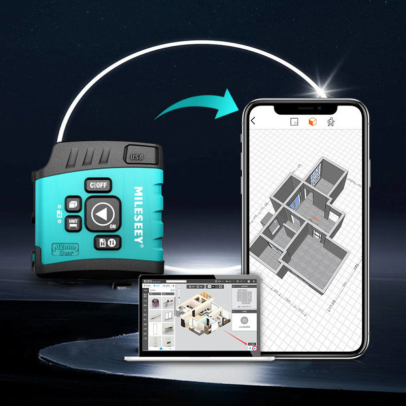 "KarmaSelo Smart Laser Tape Measure: 3-in-1 Rangefinder with Infrared Tech for Precision Measurements, Digital Display & Portable Design - Ideal for DIY Projects & Home Decor"