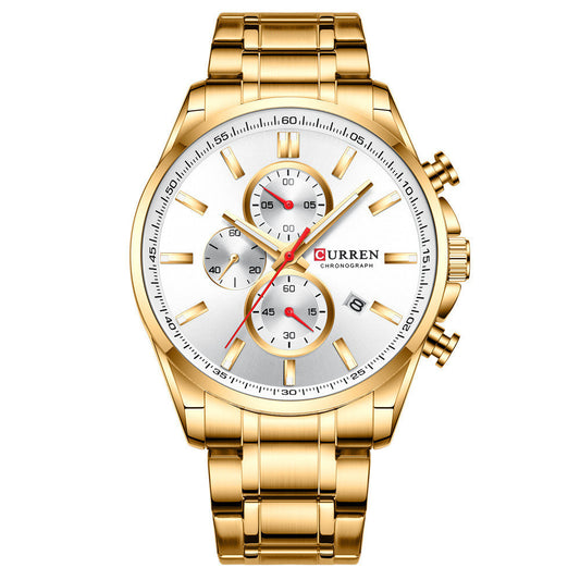 Men'S Quartz Waterproof Watch - Steel
