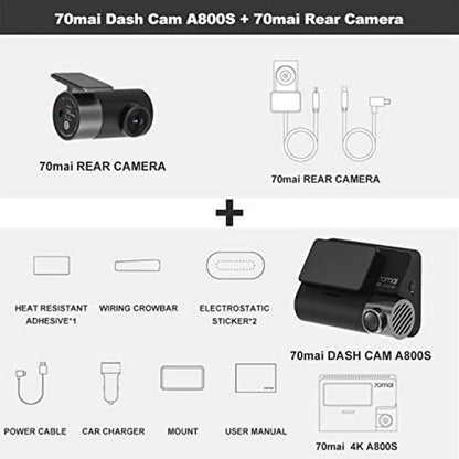 Dash Cam Car DVR 70mai A800S-1 4K  24H Support Parking Monitor Rear Or Internal Camera